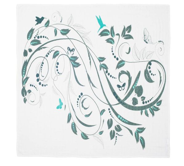 Little Poppin Green Botanical Swaddle · full design