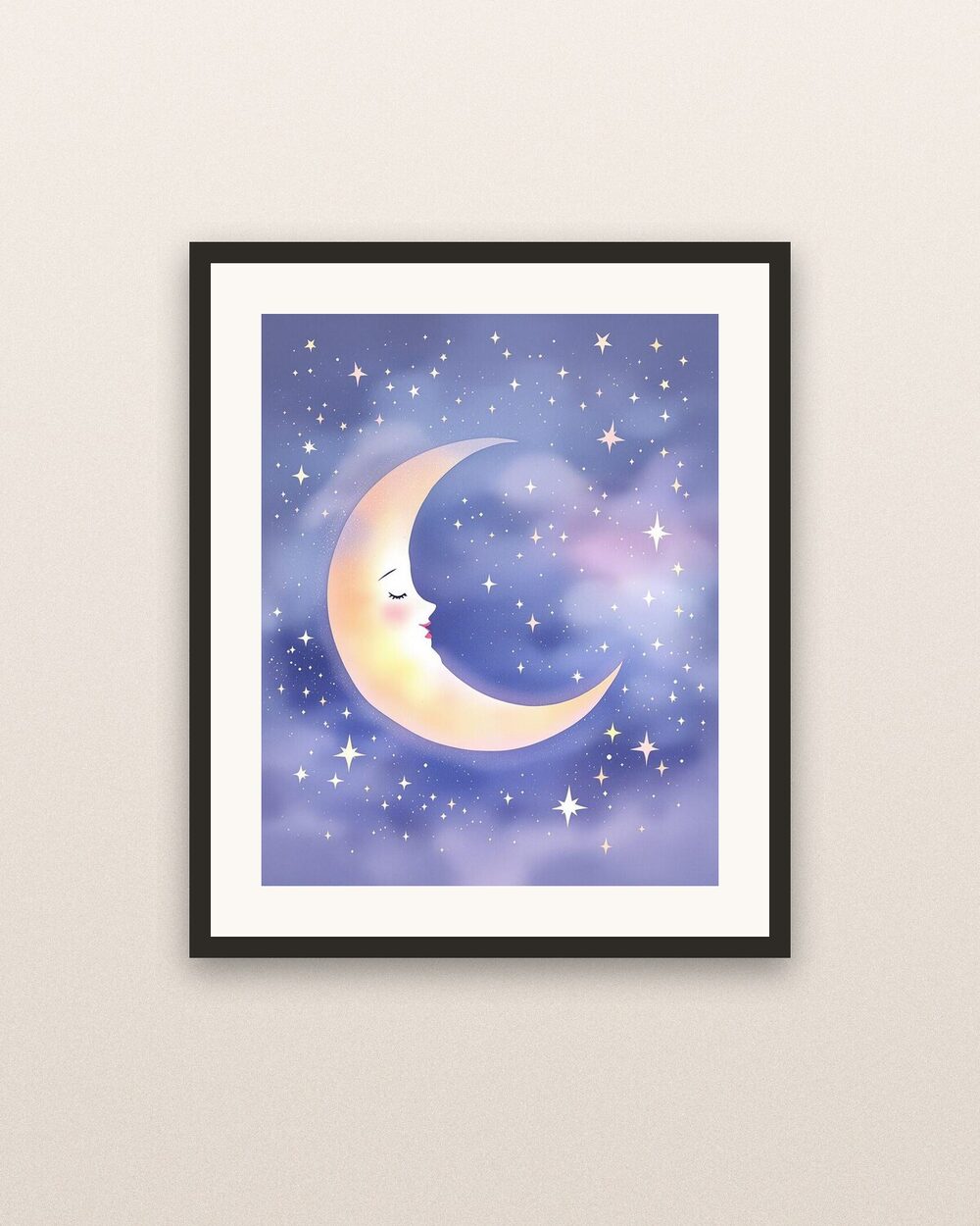 A framed nursery print shown on a wall