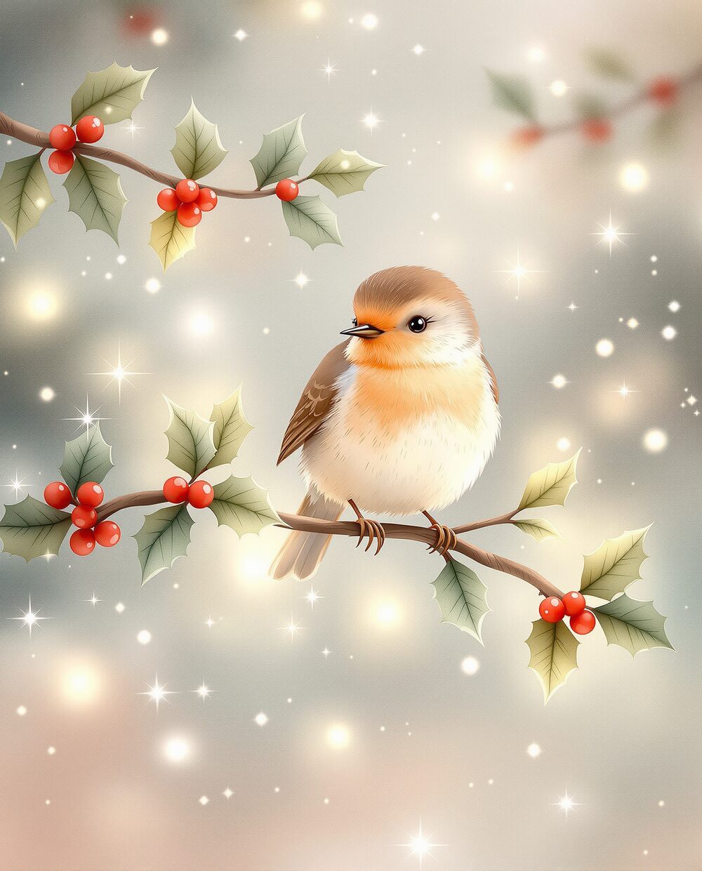 Christmas Robin · magical art print by Little Poppin