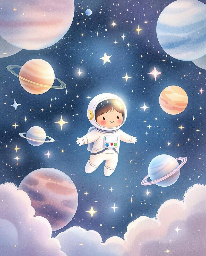 Dreamy Space Adventure · magical art print by Little Poppin