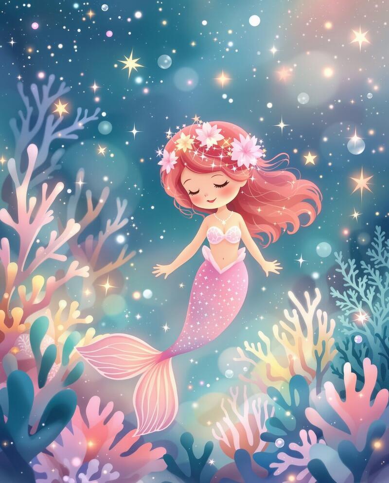 Mermaid Lagoon · magical art print by Little Poppin