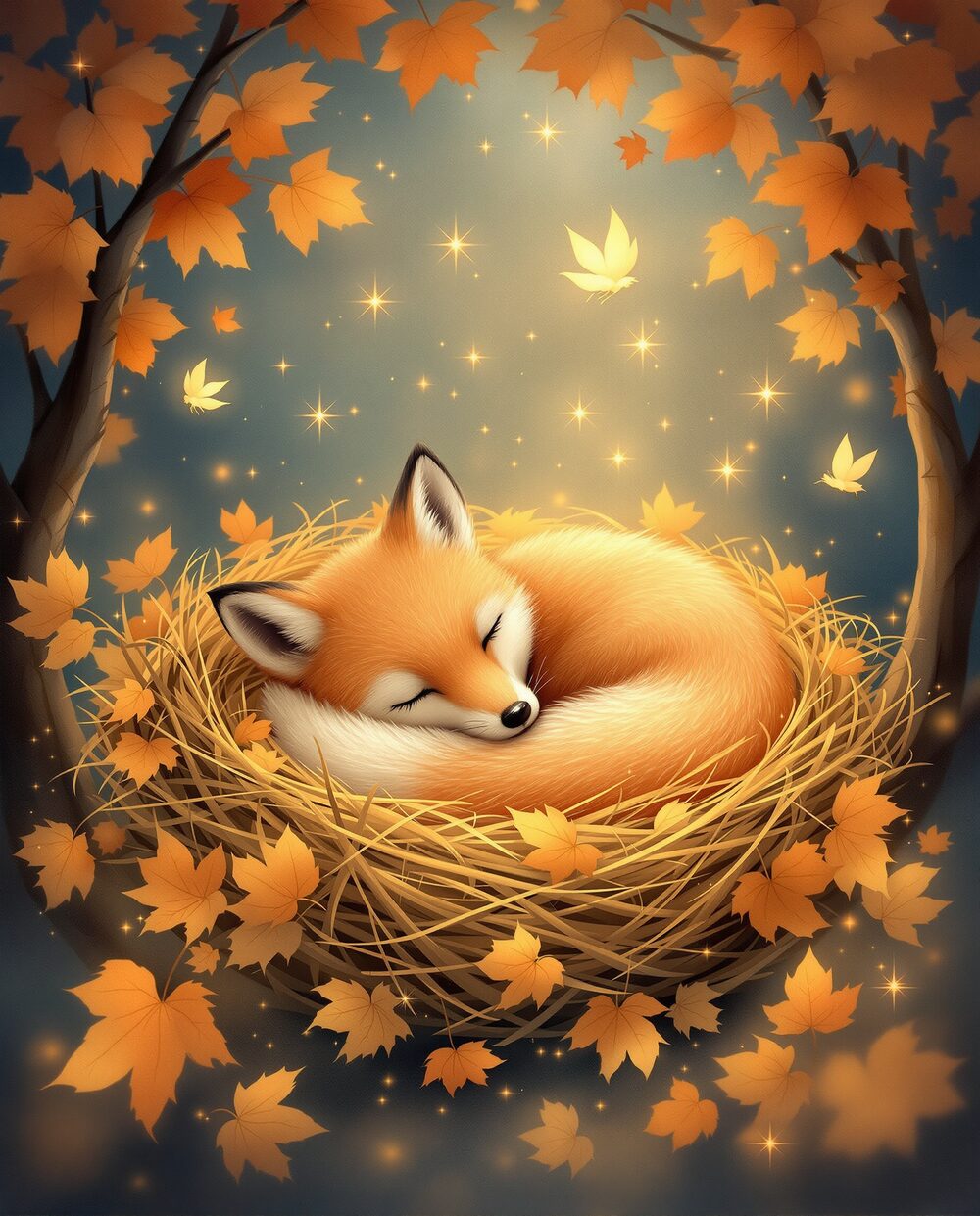 Autumn Fox Kit · magical art print by Little Poppin