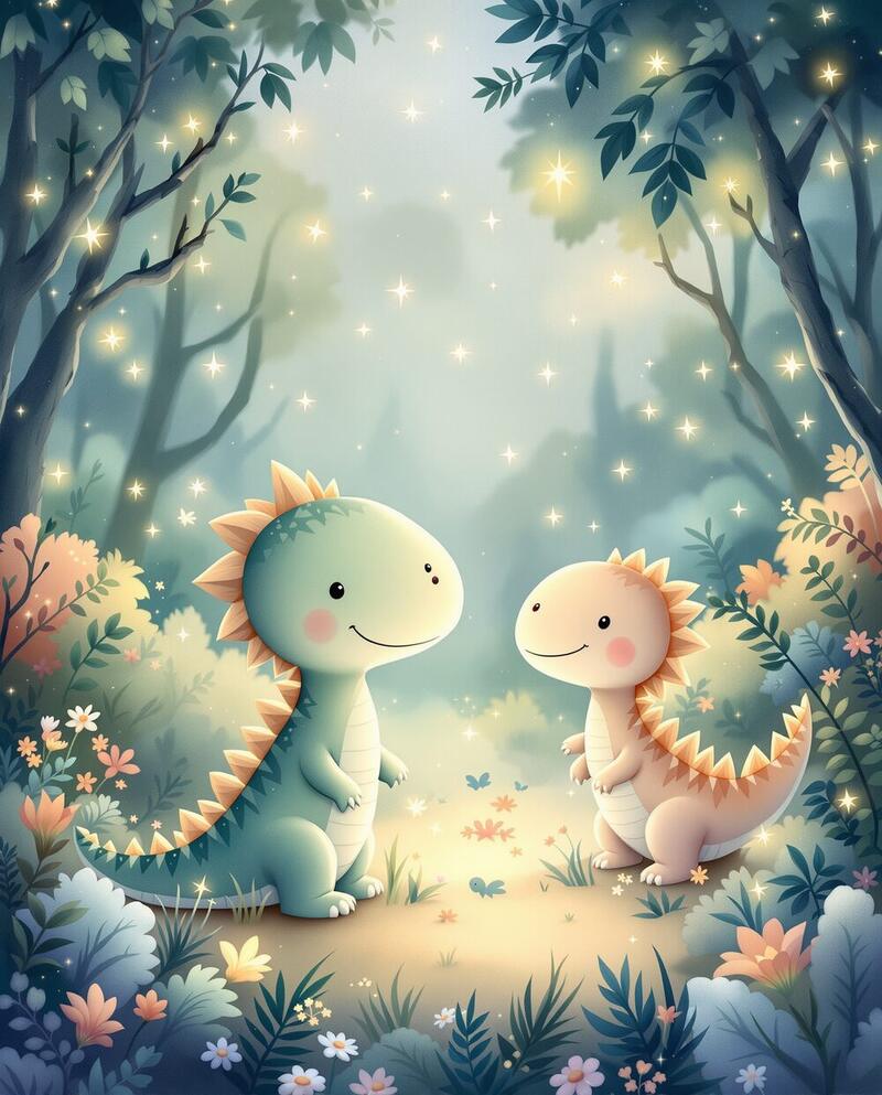Little Dinosaurs · magical art print by Little Poppin
