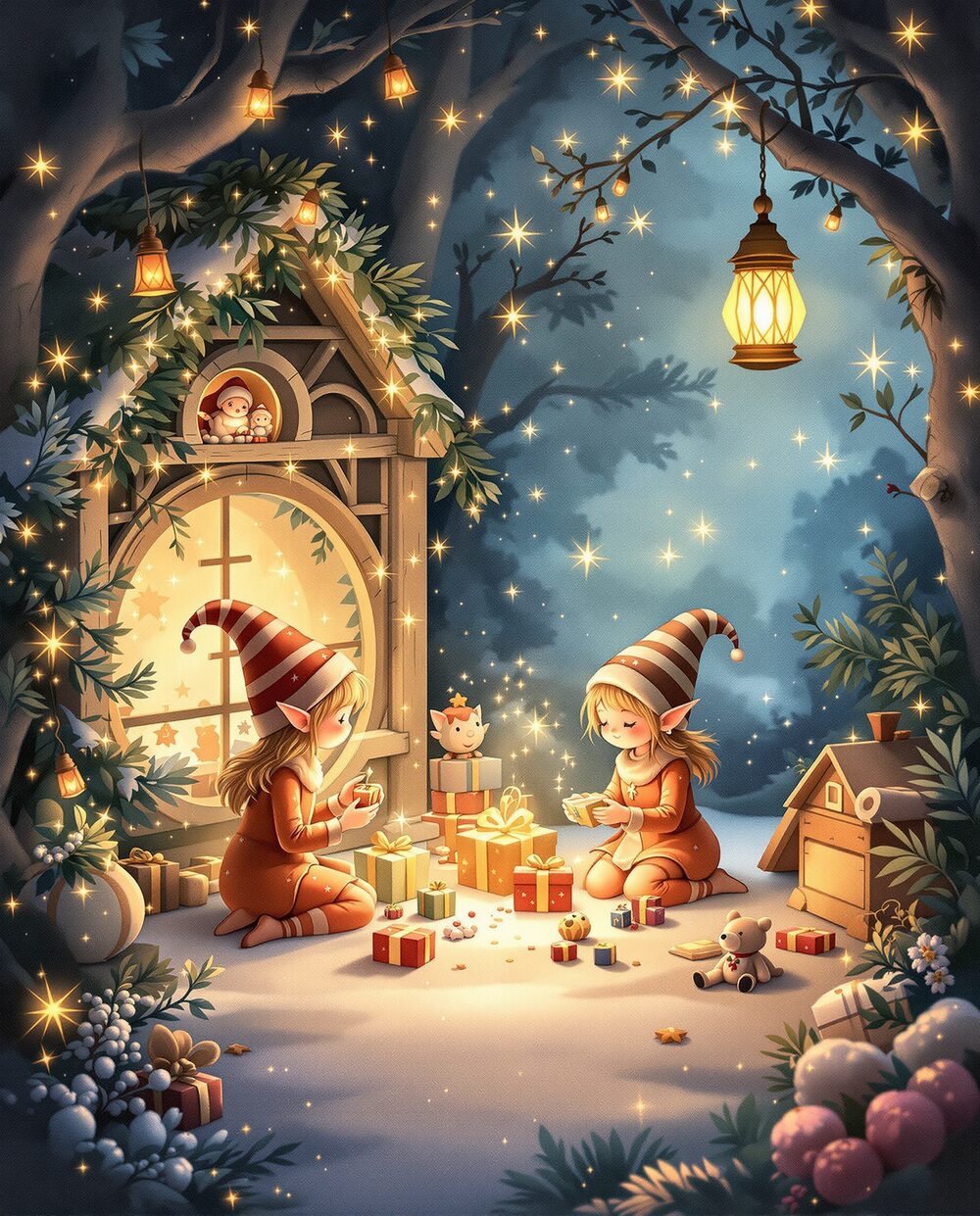 Santa's Workshop · magical art print by Little Poppin