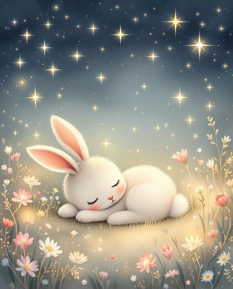 Sleepy Bunny · magical nursery art print