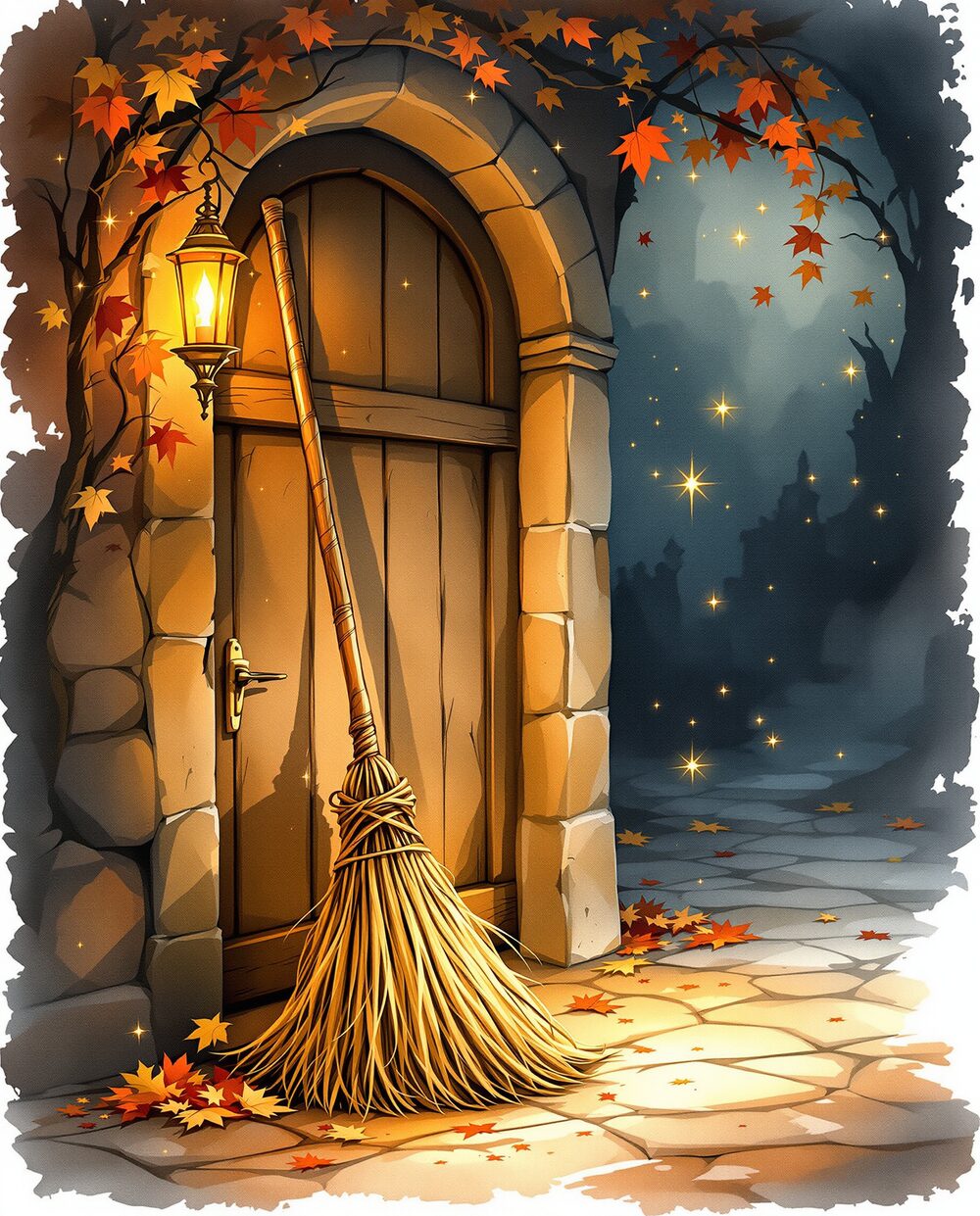 The Magic Broom · magical art print by Little Poppin