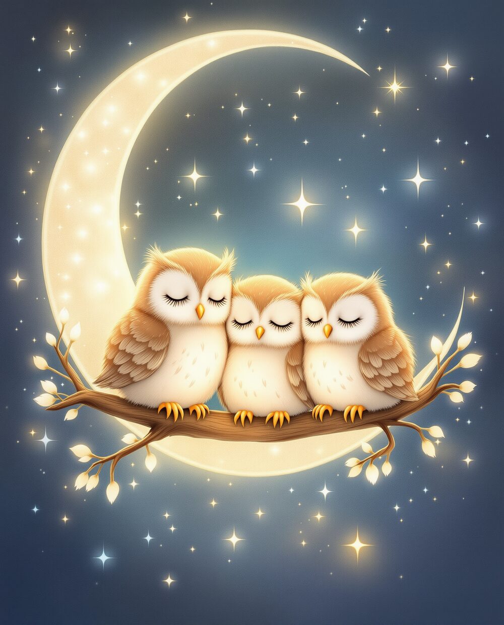 Owl Family · magical art print by Little Poppin