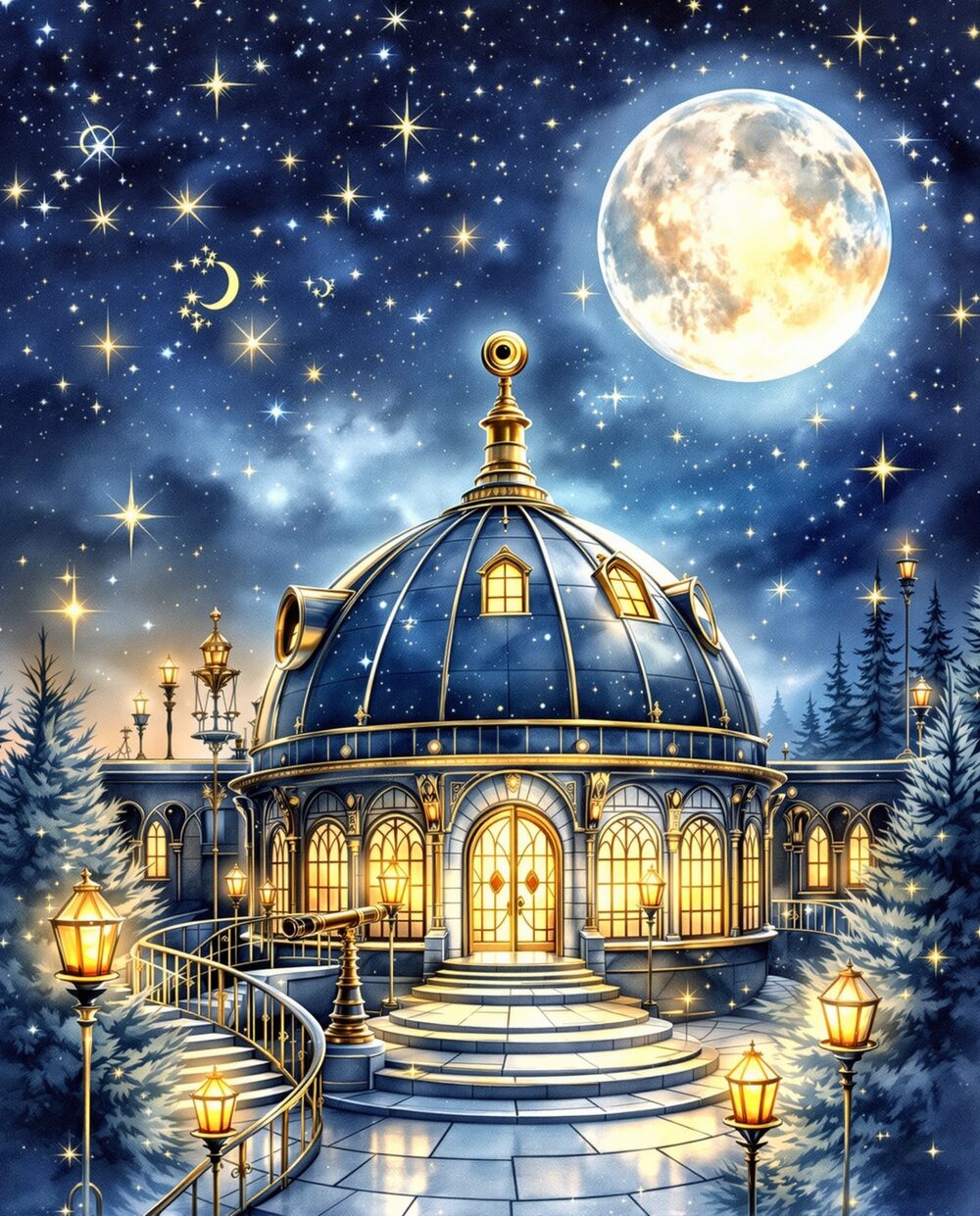 The Observatory · magical art print by Little Poppin