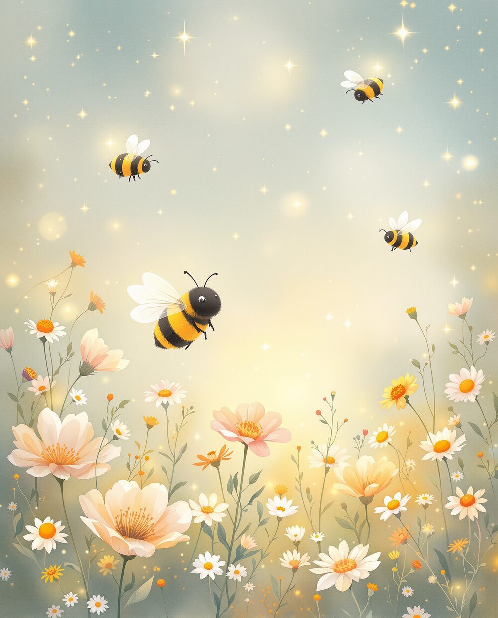 Bumblebee Meadow · magical art print by Little Poppin
