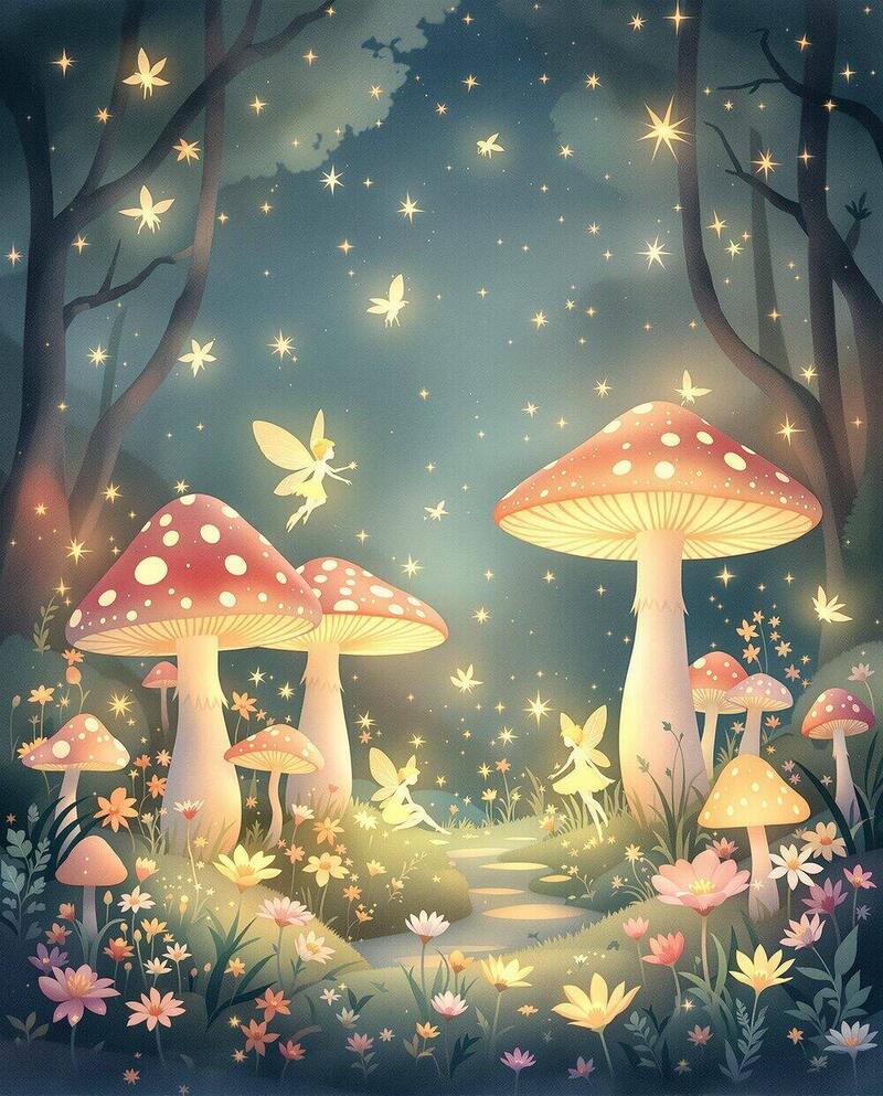 Enchanted Fairy Garden · magical art print by Little Poppin