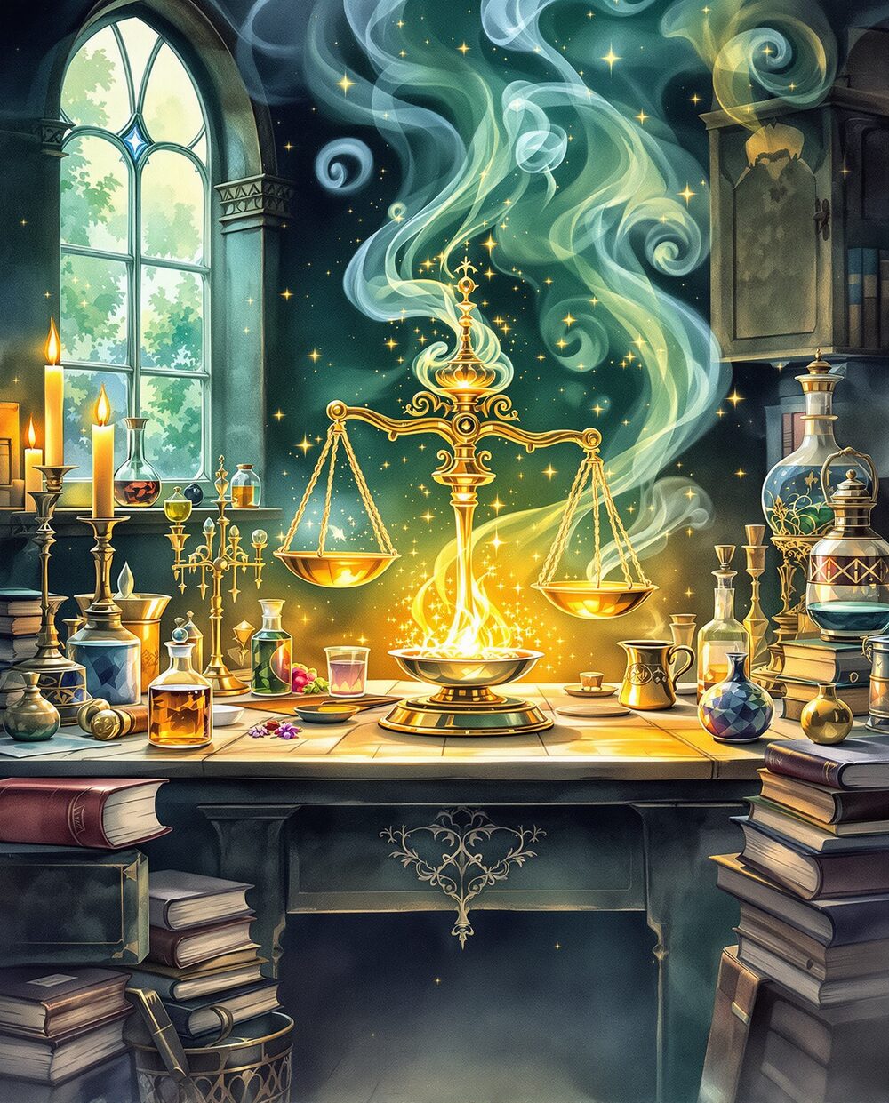The Alchemist's Desk · magical art print by Little Poppin