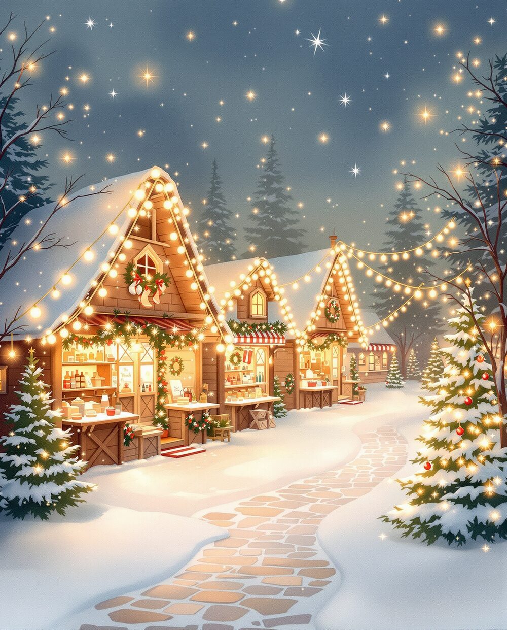 Christmas Market · magical art print by Little Poppin