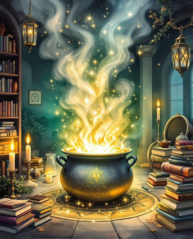 The Cauldron · magical art print by Little Poppin