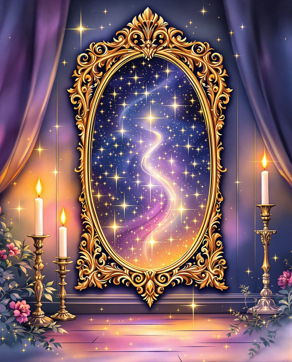 The Magic Mirror · magical art print by Little Poppin
