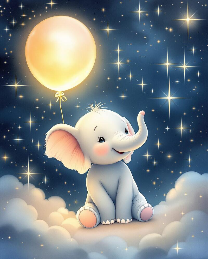 Cuddly Elephant · magical art print by Little Poppin