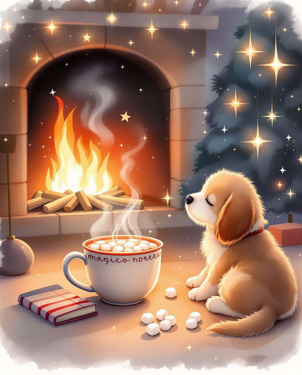 Hot Cocoa Night · magical art print by Little Poppin