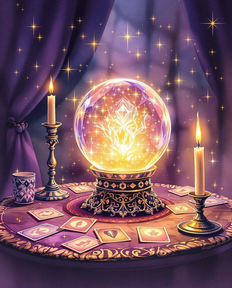 The Crystal Ball · magical art print by Little Poppin