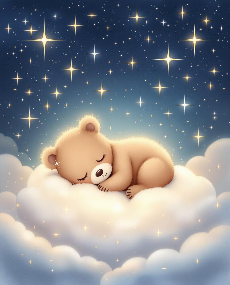 Dreamy Bear Cub · magical art print by Little Poppin