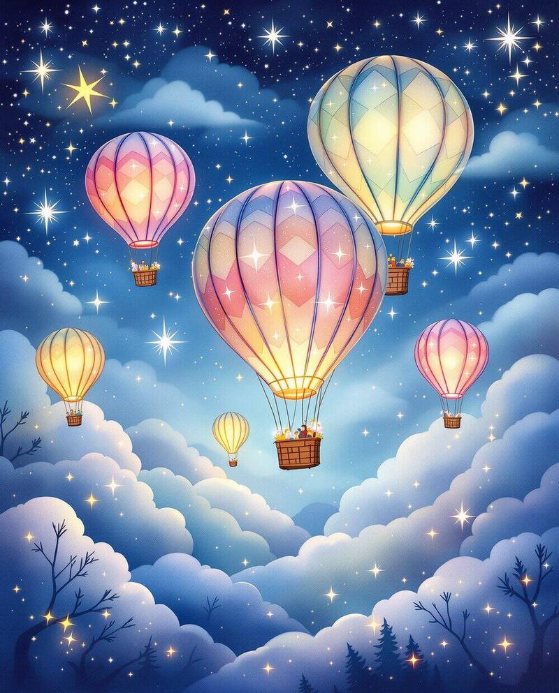Hot Air Balloon Voyage · magical art print by Little Poppin