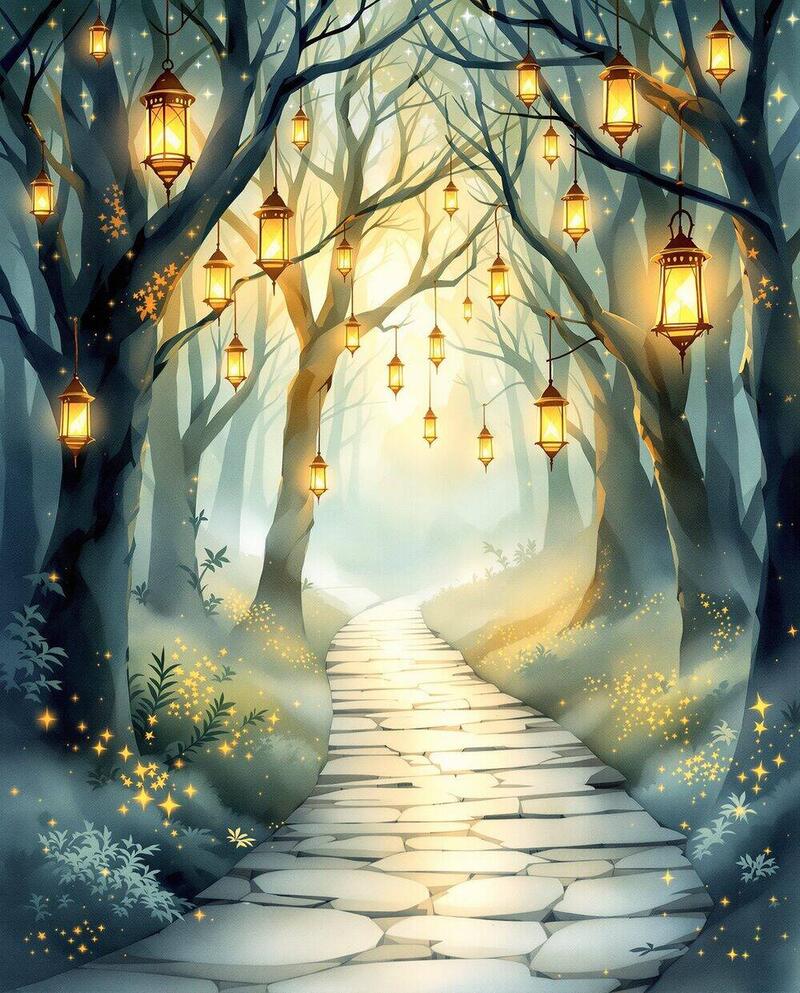 Lantern Path · magical art print by Little Poppin