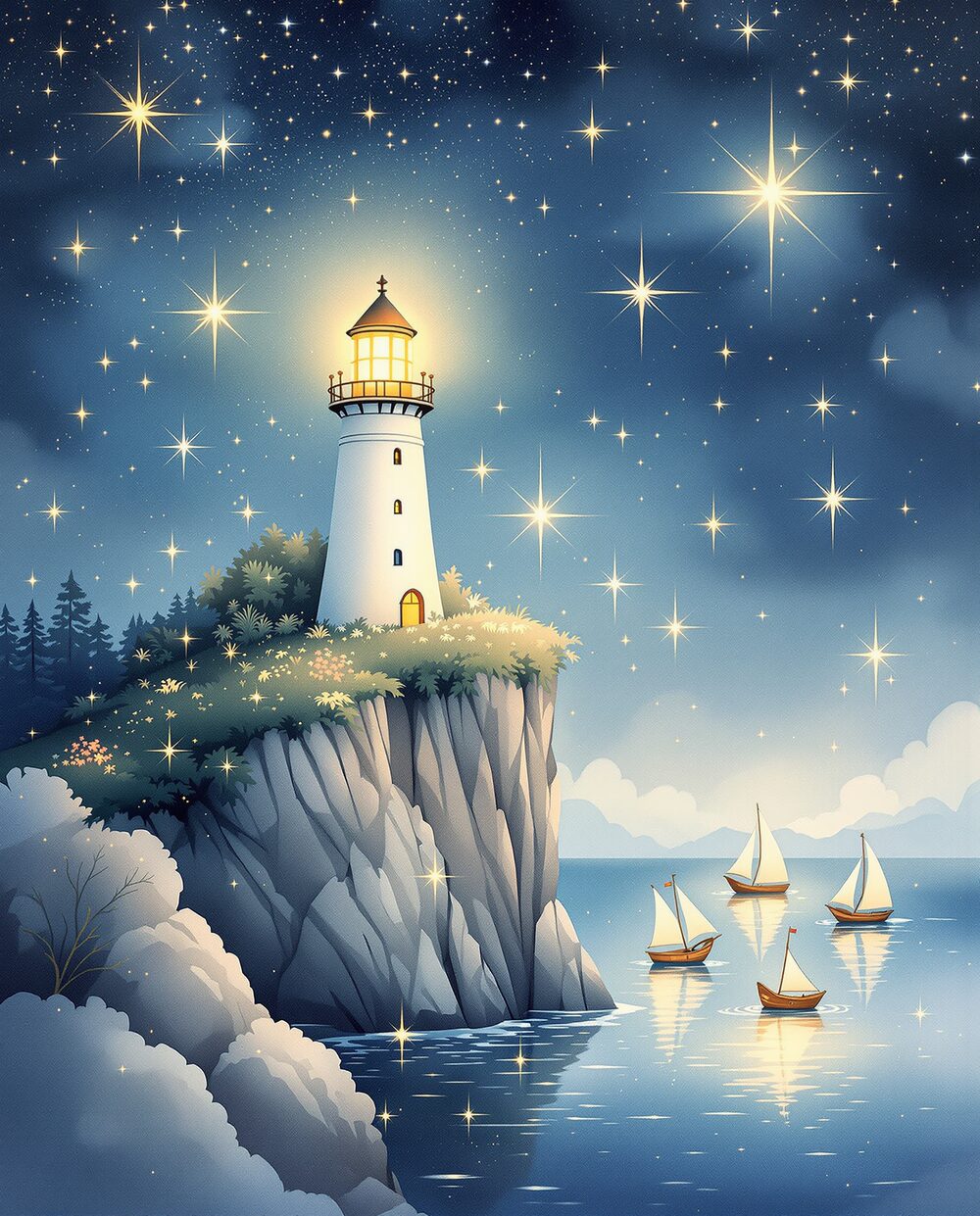Lighthouse Dreams · magical art print by Little Poppin