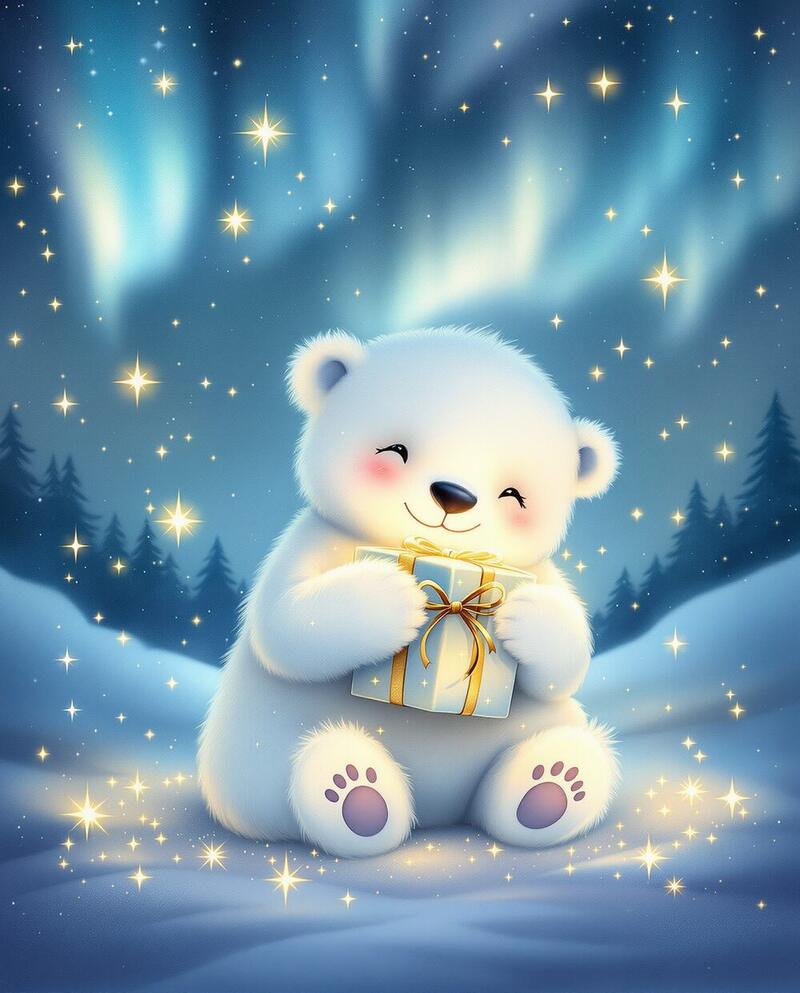 Polar Bear's First Christmas · festive nursery print