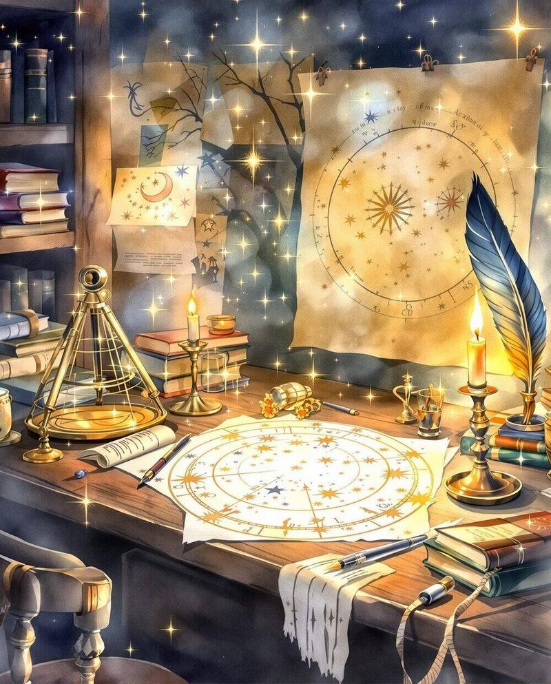 The Astronomer's Desk · magical art print by Little Poppin