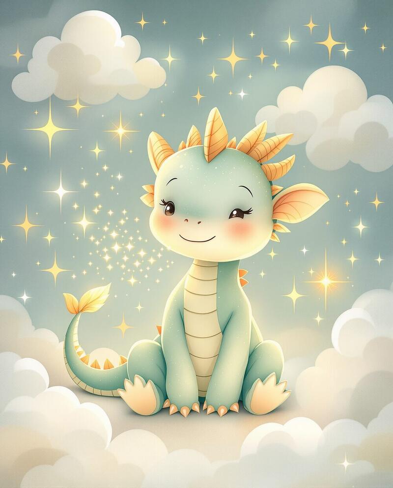 Baby Dragon · magical art print by Little Poppin