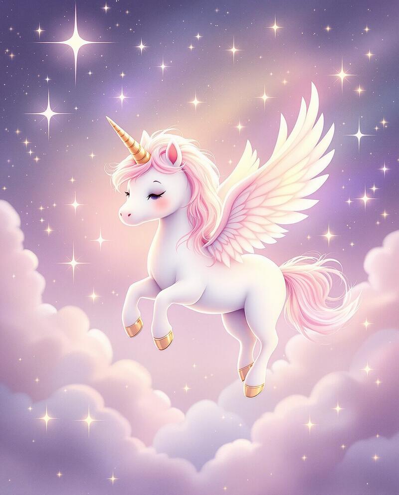 Pegasus in the Clouds · magical art print by Little Poppin